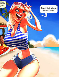 Adult comic of hot big tit bikini milf working a new summer job - part 2198
